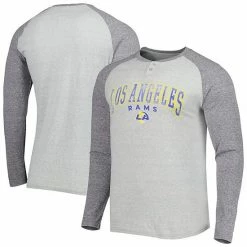 Brand new 🌟 Unbranded Men's Concepts Sport Heather Gray Los Angeles Rams Ledger Raglan Long Sleeve Henley T-Shirt 👍