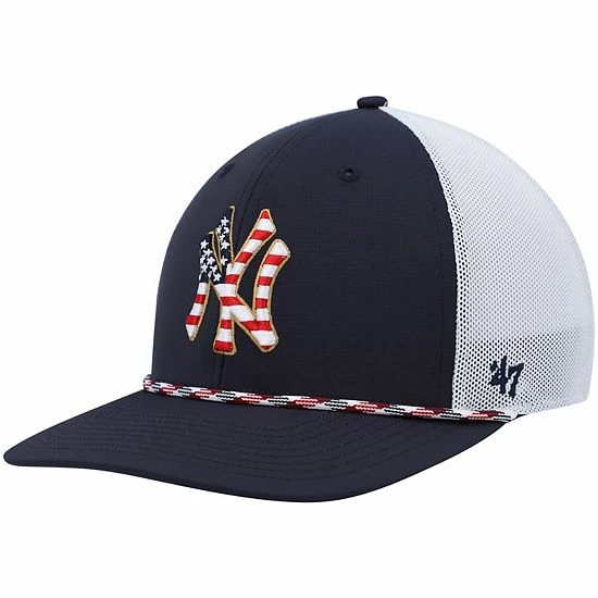 New 😍 Unbranded Men's '47 Navy/White New York Yankees Flag Fill Trucker Snapback Hat 🛒 - Image 2