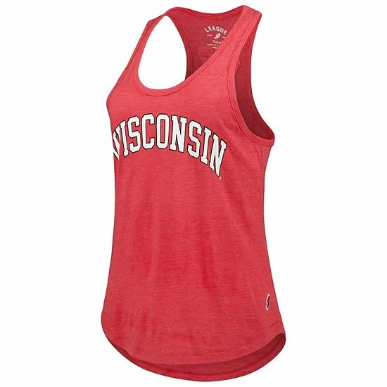 Flash Sale ✨ Unbranded 👩 Women's League Collegiate Wear Heather Red Wisconsin Badgers Two-Hit Intramural Tri-Blend Scoop Neck Racerback Tank Top 🥰 - Image 3