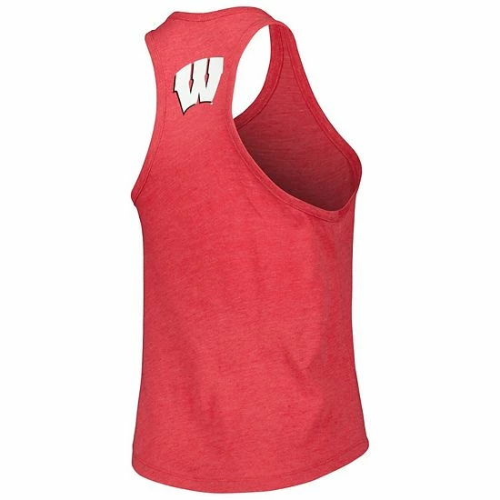 Flash Sale ✨ Unbranded 👩 Women's League Collegiate Wear Heather Red Wisconsin Badgers Two-Hit Intramural Tri-Blend Scoop Neck Racerback Tank Top 🥰 - Image 4