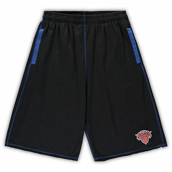 Best Sale 👏 Unbranded Men's Black/Blue New York Knicks Big & Tall Contrast Stitch Knit Shorts 🎁 - Image 2