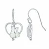 Promo 🤩 Unbranded Sterling Silver Lab-Created White Opal Cats In Heart Earrings 🎁