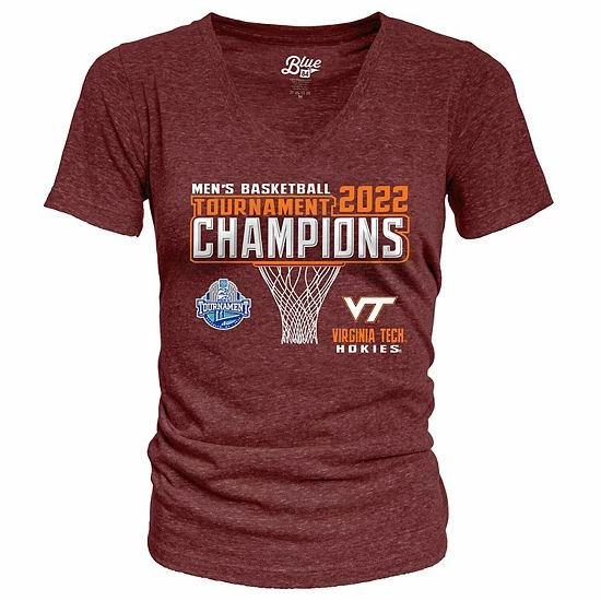 Best deal ✔️ Unbranded 👩 Women's Blue 84 Maroon Virginia Tech Hokies 2022 ACC Men's 🏀 Basketball Conference Tournament Champions V-Neck T-Shirt 😉 - Image 3