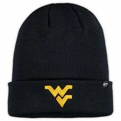 Hot Sale ⭐ Unbranded Men's '47 Navy West Virginia Mountaineers Raised Cuffed Knit Hat 🎉