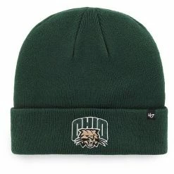 Discount 🌟 Unbranded Men's '47 Green Ohio Bobcats Raised Cuffed Knit Hat 🛒
