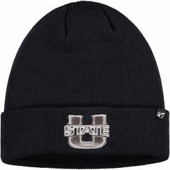 Best Sale 🎁 Unbranded Men's '47 Navy Utah State Aggies Raised Cuffed Knit Hat 🎁