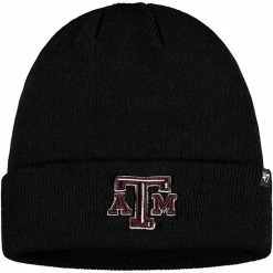 Discount ✔️ Unbranded Men's '47 Black Texas A&M Aggies Raised Cuffed Knit Hat 🥰