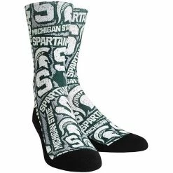Best Pirce 🤩 Unbranded Men's Rock Em 🧦 Socks Michigan State Spartans Logo Sketch Crew 🧦 Socks 😀