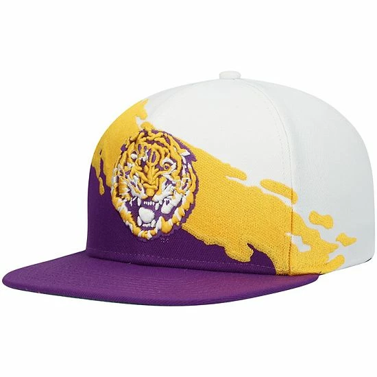 New 👏 Unbranded Men's Mitchell & Ness Purple/White LSU Tigers Paintbrush Snapback Hat 👏