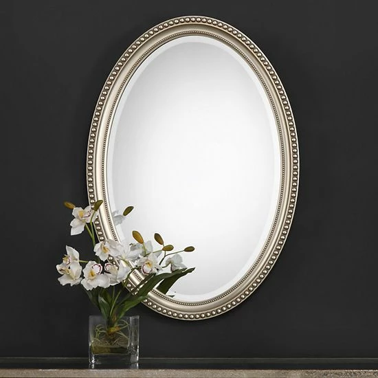 Best reviews of ๐ Unbranded Metallic Silver Finish Oval Wall Mirror ๐ - Image 2