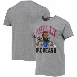 Cheap 🌟 Unbranded Men's Homage James Harden Heathered Gray Philadelphia 76ers Caricature Tri-Blend T-Shirt 😀
