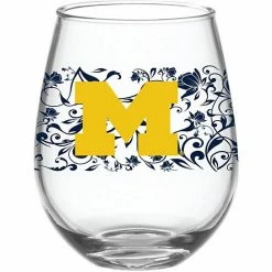 Outlet ✨ Unbranded Michigan Wolverines 15oz. Floral Stemless Wine Glass ❤️