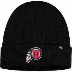 Discount 👏 Unbranded Men's '47 Black Utah Utes Raised Cuffed Knit Hat ⭐