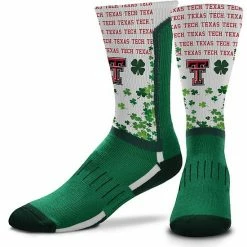 Flash Sale 😍 Unbranded For Bare Feet Texas Tech Red Raiders Four Leaf St. Patrick's Day V-Curve Crew 🧦 Socks ✔️