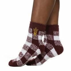 New 🔔 Unbranded 👩 Women's ZooZatz Arizona State Sun Devils Fuzzy Buffalo Check Crew 🧦 Socks ✨