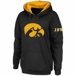 Best Pirce 🌟 Unbranded 👩 Women's Stadium Athletic Black Iowa Hawkeyes Big Logo Pullover Hoodie 🎉