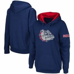 Promo 😍 Unbranded 👩 Women's Navy Gonzaga Bulldogs Team Big Logo Pullover Hoodie 🎉