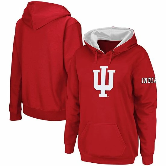 Promo ✔️ Unbranded 👩 Women's Crimson Indiana Hoosiers Team Big Logo Pullover Hoodie ⭐ - Image 2