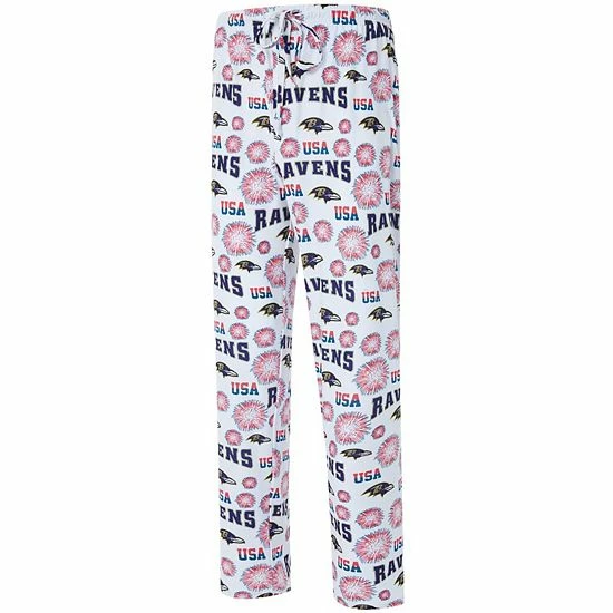 New ⌛ Unbranded Men's Concepts Sport White Baltimore Ravens Zest Patriotic Sleep Pants ❤️