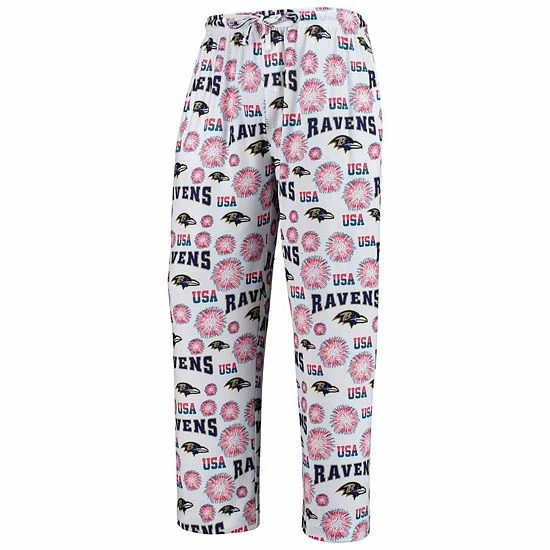New ⌛ Unbranded Men's Concepts Sport White Baltimore Ravens Zest Patriotic Sleep Pants ❤️ - Image 2