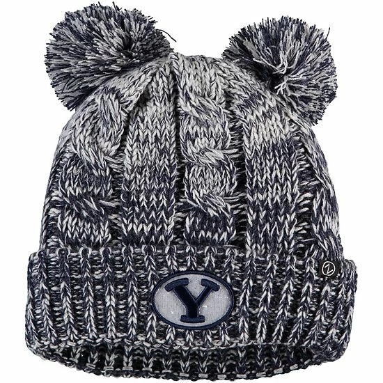 Cheapest 👏 Unbranded 👩 Women's Zephyr Navy BYU Cougars Annapolis Dual Pom Cuffed Knit Hat 😉