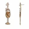 Best Pirce 🎉 Unbranded New Year's Eve Champagne Flute Pearl & Champagne-Colored Stone Accent Post Earrings 🎁