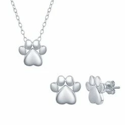 Hot Sale 👏 Unbranded Sterling Silver Paw Print Necklace & Earrings Set ✨