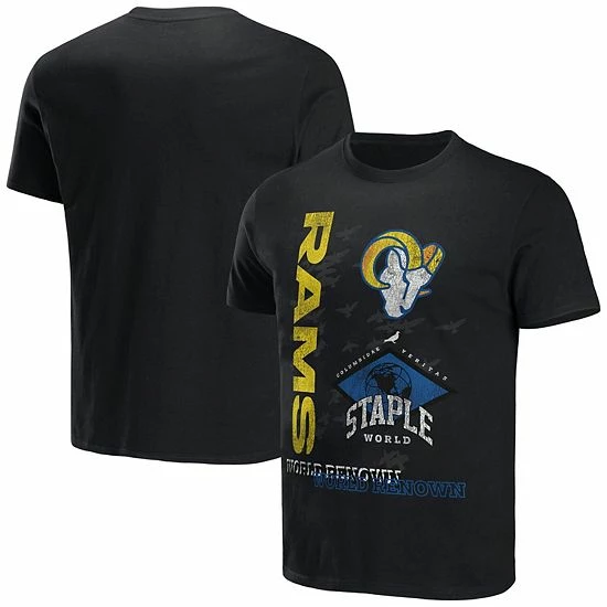 Brand new ๐ Unbranded Men's NFL X Staple Black Los Angeles Rams World Renowned T-Shirt โจ - Image 2