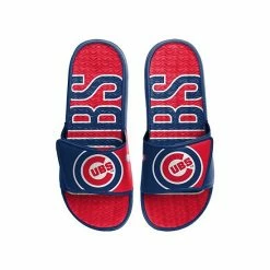 Promo ❤️ Unbranded Men's FOCO Chicago Cubs Logo Gel Slide 🩴 Sandals ✔️