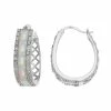 Cheapest ⌛ Unbranded Sterling Silver 1/4 Carat T.W. Diamond & Lab-Created White Opal Oval Hoop Earrings 🥰