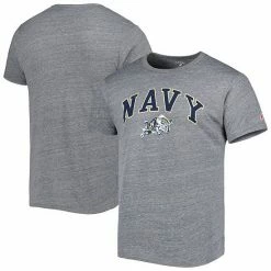 Outlet 🌟 Unbranded Men's League Collegiate Wear Heather Gray Navy Midshipmen 1965 Arch Victory Falls Tri-Blend T-Shirt 🎁