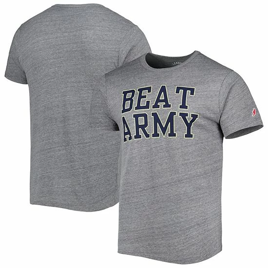 Promo ๐ Unbranded Men's League Collegiate Wear Heather Gray Navy Midshipmen Local Victory Falls Tri-Blend T-Shirt โจ - Image 2