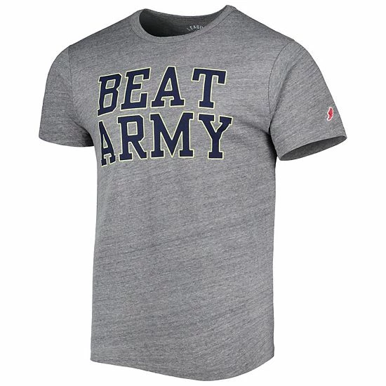 Promo ๐ Unbranded Men's League Collegiate Wear Heather Gray Navy Midshipmen Local Victory Falls Tri-Blend T-Shirt โจ - Image 3