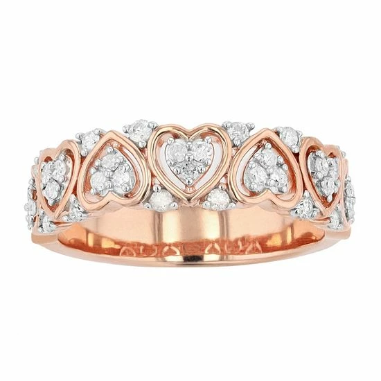 Wholesale 🥰 Unbranded 14k Gold Over Sterling Silver 1/3 Carat T.W. Diamond Heart Band Ring Rose Tone 🛒