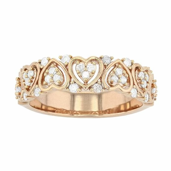 Wholesale 🥰 Unbranded 14k Gold Over Sterling Silver 1/3 Carat T.W. Diamond Heart Band Ring Rose Tone 🛒 - Image 4