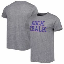 Cheap 🔔 Unbranded Men's League Collegiate Wear Heather Gray Kansas Jayhawks Local Victory Falls Tri-Blend T-Shirt ⭐