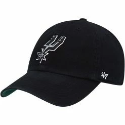 Discount 🥰 Unbranded Men's '47 Black San Antonio Spurs Team Franchise Fitted Hat ⌛