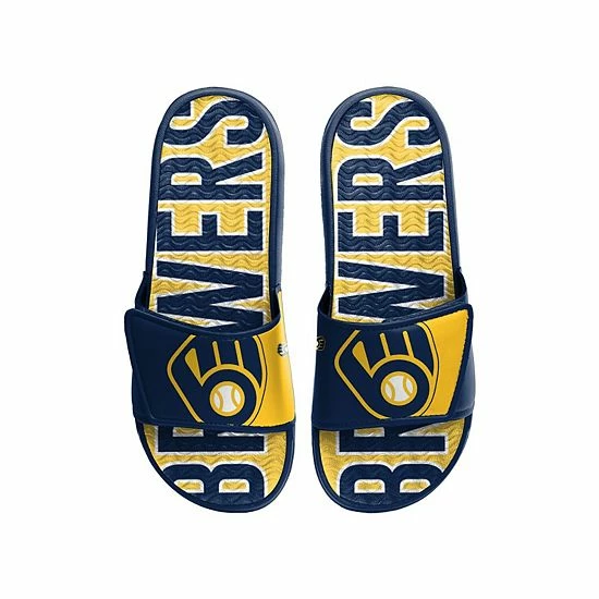 Hot Sale ๐ Unbranded Men's FOCO Milwaukee Brewers Logo Gel Slide ๐ฉด Sandals ๐