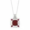 Coupon 🧨 Unbranded Sterling Silver Lab-Created Ruby & White Sapphire Halo Pendant Necklace 🤩
