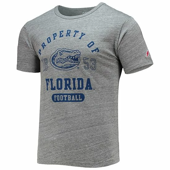 New ๐ Unbranded Men's League Collegiate Wear Heathered Gray Florida Gators Hail Mary Football Victory Falls Tri-Blend T-Shirt โจ - Image 3