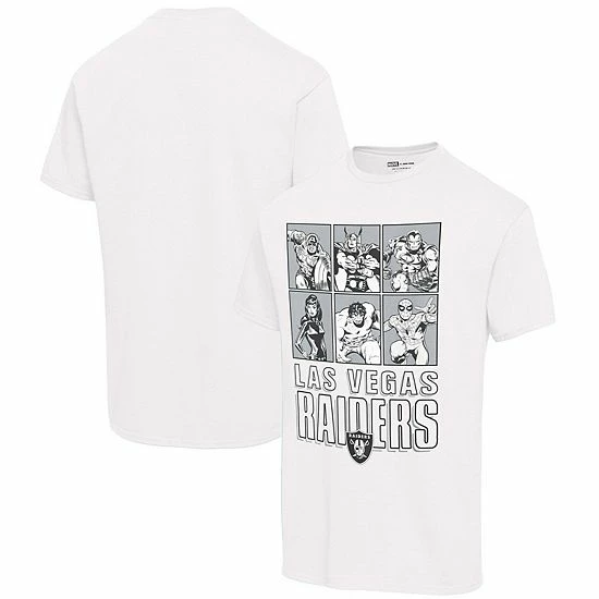 New ๐ Unbranded Unisex Junk Food White Las Vegas Raiders Disney Marvel Avengers Line-Up T-Shirt ๐ - Image 2