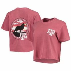 Outlet 😍 Unbranded 👩 Women's Maroon Texas A&M Aggies Circle Scene Comfort Colors Crop Top ✔️