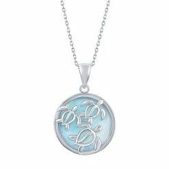 Best reviews of 🎁 Unbranded Sterling Silver Round Larimar Openwork Turtle Pendant Necklace 🎁