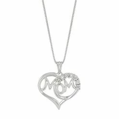 Cheap 👏 Unbranded Sterling Silver Diamond Accent "Mom" Heart Pendant Necklace 🔔