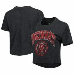Wholesale ⭐ Unbranded 👩 Women's Pressbox Black Cincinnati Bearcats Edith Vintage Burnout Crop T-Shirt 🛒