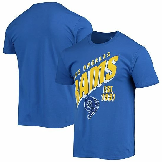 Budget ๐ฏ Unbranded Men's Junk Food Royal Los Angeles Rams Slant T-Shirt โญ