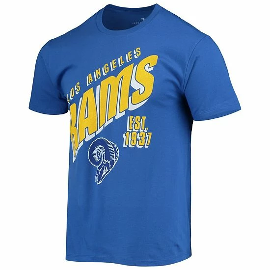 Budget ๐ฏ Unbranded Men's Junk Food Royal Los Angeles Rams Slant T-Shirt โญ - Image 2