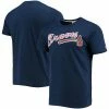 Discount 🥰 Unbranded Men's Homage Navy Atlanta Braves Hand-Drawn Logo Tri-Blend T-Shirt 🔔