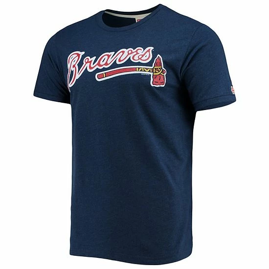 Discount ๐ฅฐ Unbranded Men's Homage Navy Atlanta Braves Hand-Drawn Logo Tri-Blend T-Shirt ๐ - Image 3