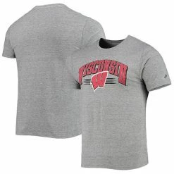 Best Pirce ✔️ Unbranded Men's League Collegiate Wear Heathered Gray Wisconsin Badgers Upperclassman Reclaim Recycled Jersey T-Shirt 😀